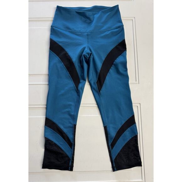 Z by Zella Capri Cropped Leggings Women's Size XS Extra Small Blue Mesh Trim - Picture 1 of 5